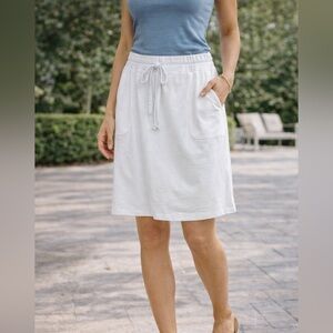 Sun Moda California White Drawstring Skirt Casual Lounge Knee Length Size L